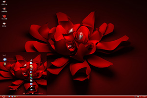 血红色的立体玫瑰花瓣xp主题
