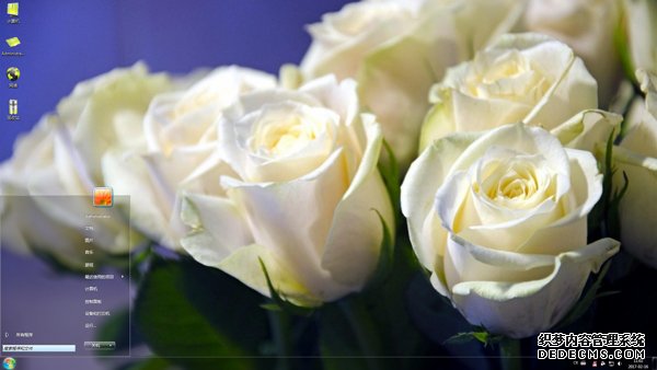  清新唯美的白色玫瑰Win7主题 