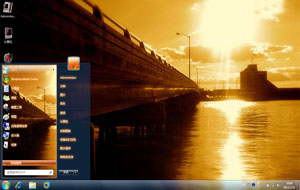 夕阳下的大桥win7主题