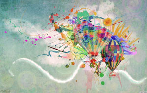 彩色热气球涂鸦壁纸