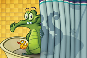  鳄鱼爱洗澡可爱游戏精美壁纸 