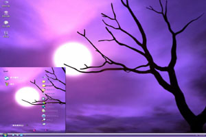 紫色的天空与月亮高清风景xp主题