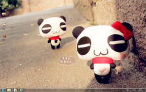 可爱熊猫情侣WIN7主题 