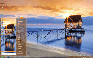  海滩夕阳景电脑主题 