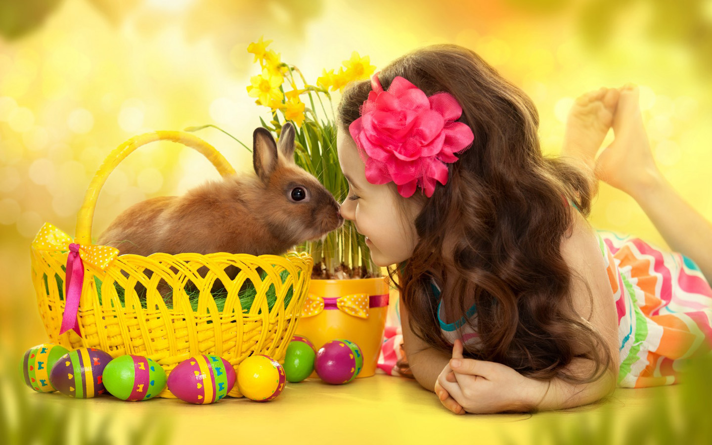  欧美兔子和女孩唯美壁纸 