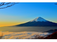 海的云 日出 富士山4k风景图片 
