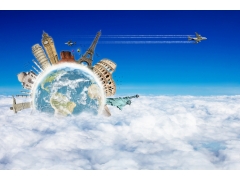  创意 行星 天空 云 飞机 埃菲尔铁塔 自由女神像 罗马 7K设计图片 