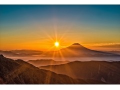  太阳富士山4k风景壁纸 