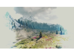  山 美丽游戏风景绘画4k壁纸图片 