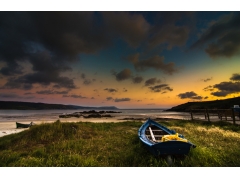 海湾 海滩 船 早晨 4K风景图片